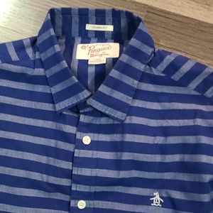 Penguin Mens blue short sleeve shirt